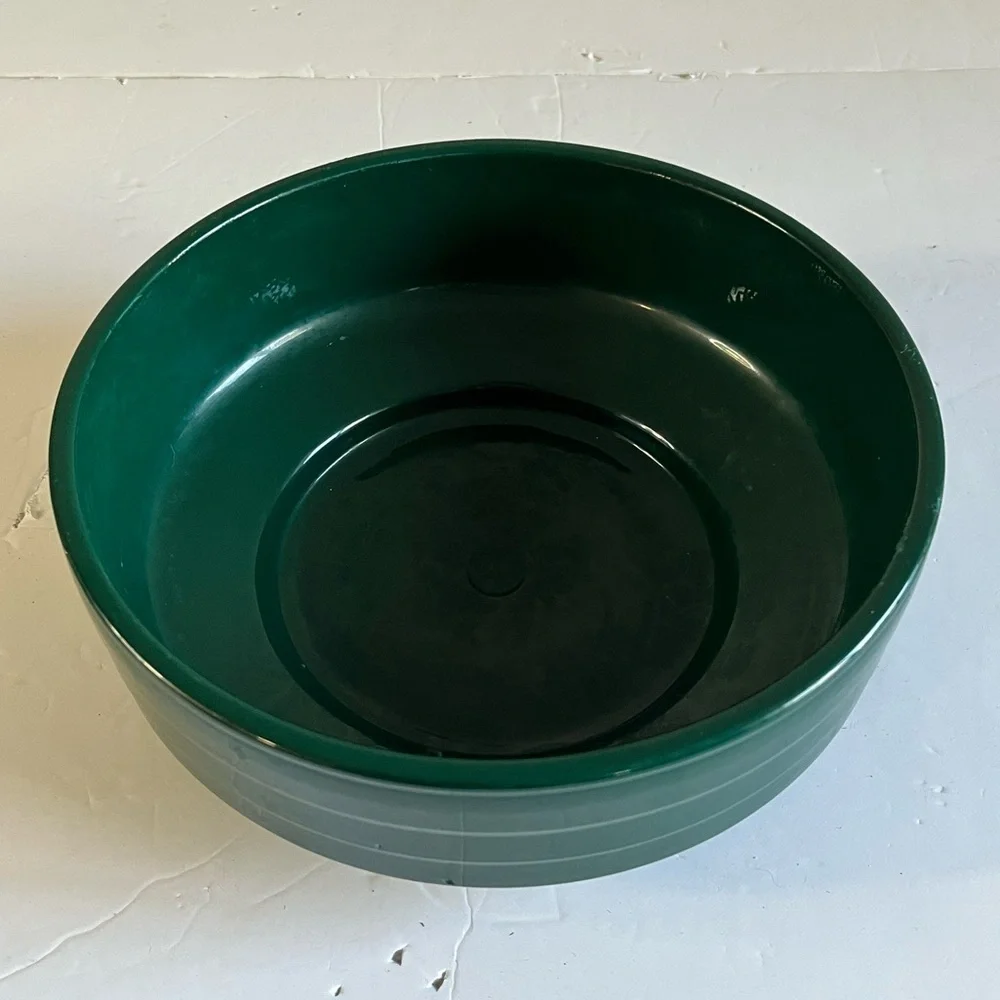Vintage Made in Germany Green Glazed Ceramic Bowl – Ribbed Terracotta - Picture 2 of 8